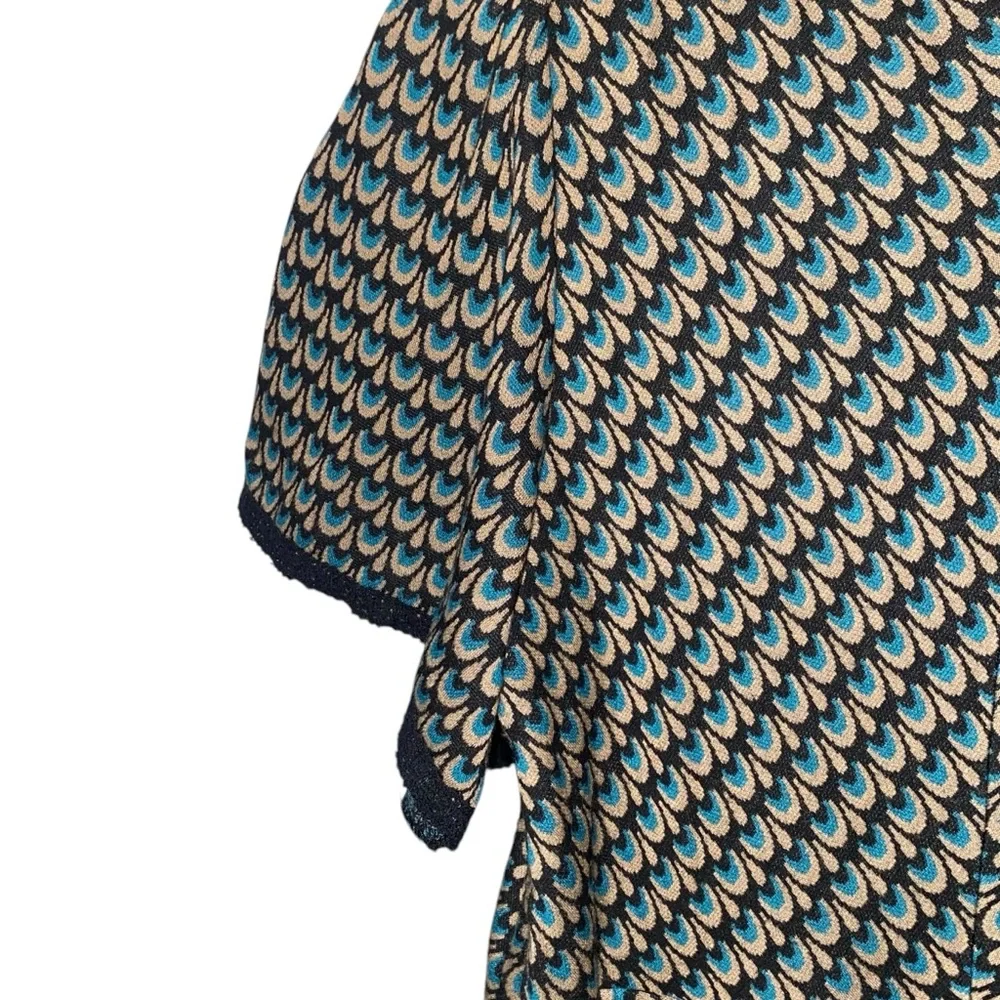 Vintage Betsey Johnson Peacock Feathers Green Blue Geometric A-Line Dress Large - Picture 5 of 7